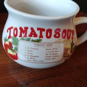 Vtg Recipe Soup Bowl Mugs. Tomato. Onion. EUC. White.